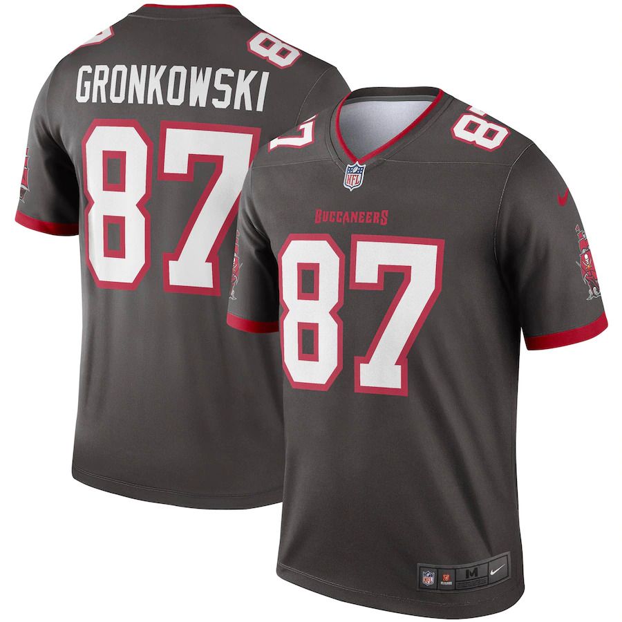 Men Tampa Bay Buccaneers #87 Rob Gronkowski Nike Pewter Alternate Legend NFL Jersey->tampa bay buccaneers->NFL Jersey